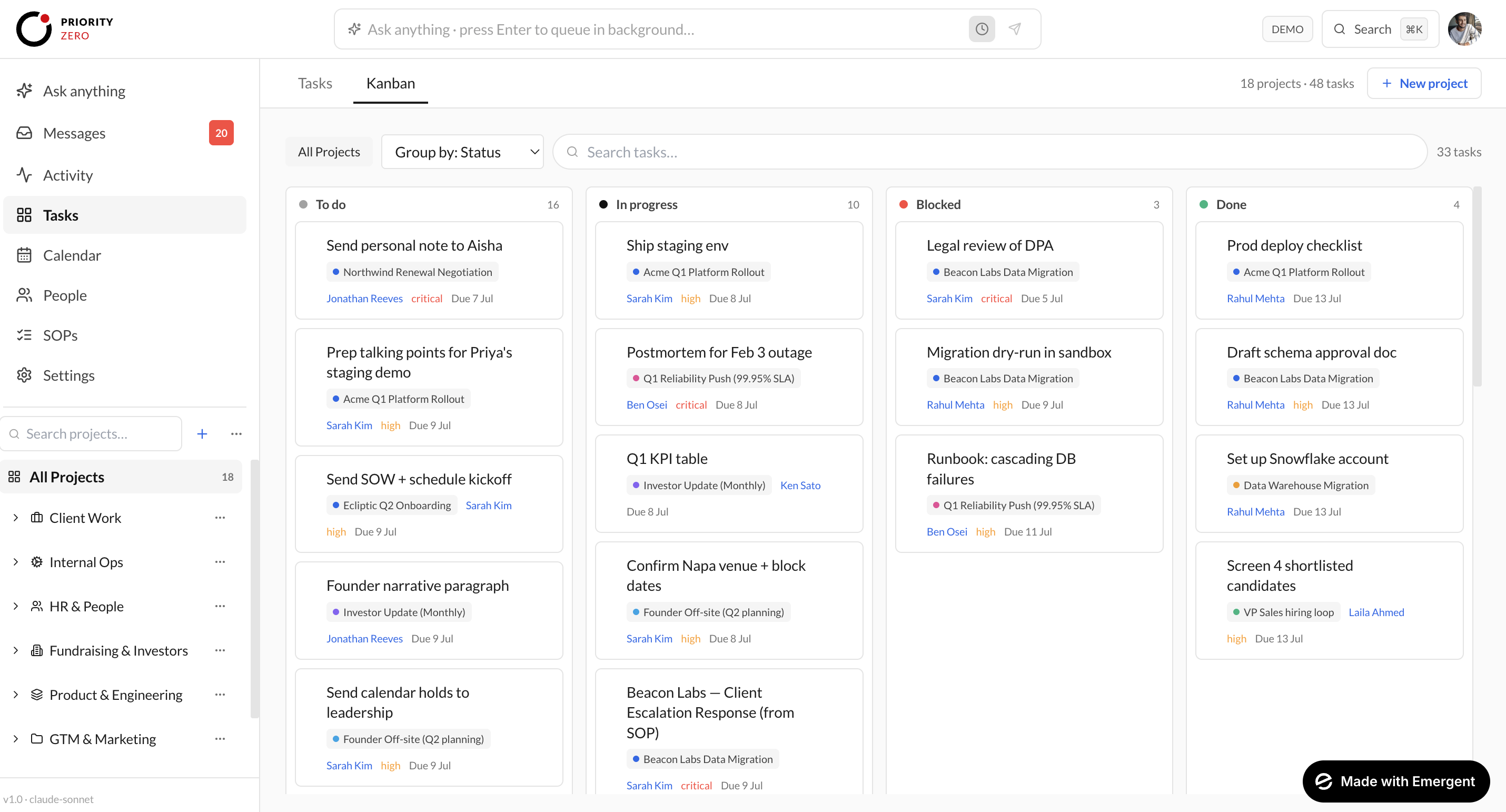 Tasks · Kanban